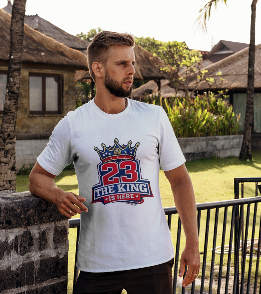 LeBron James 23 The King Is Here Crown Philadelphia 76ers NBA T-Shirt