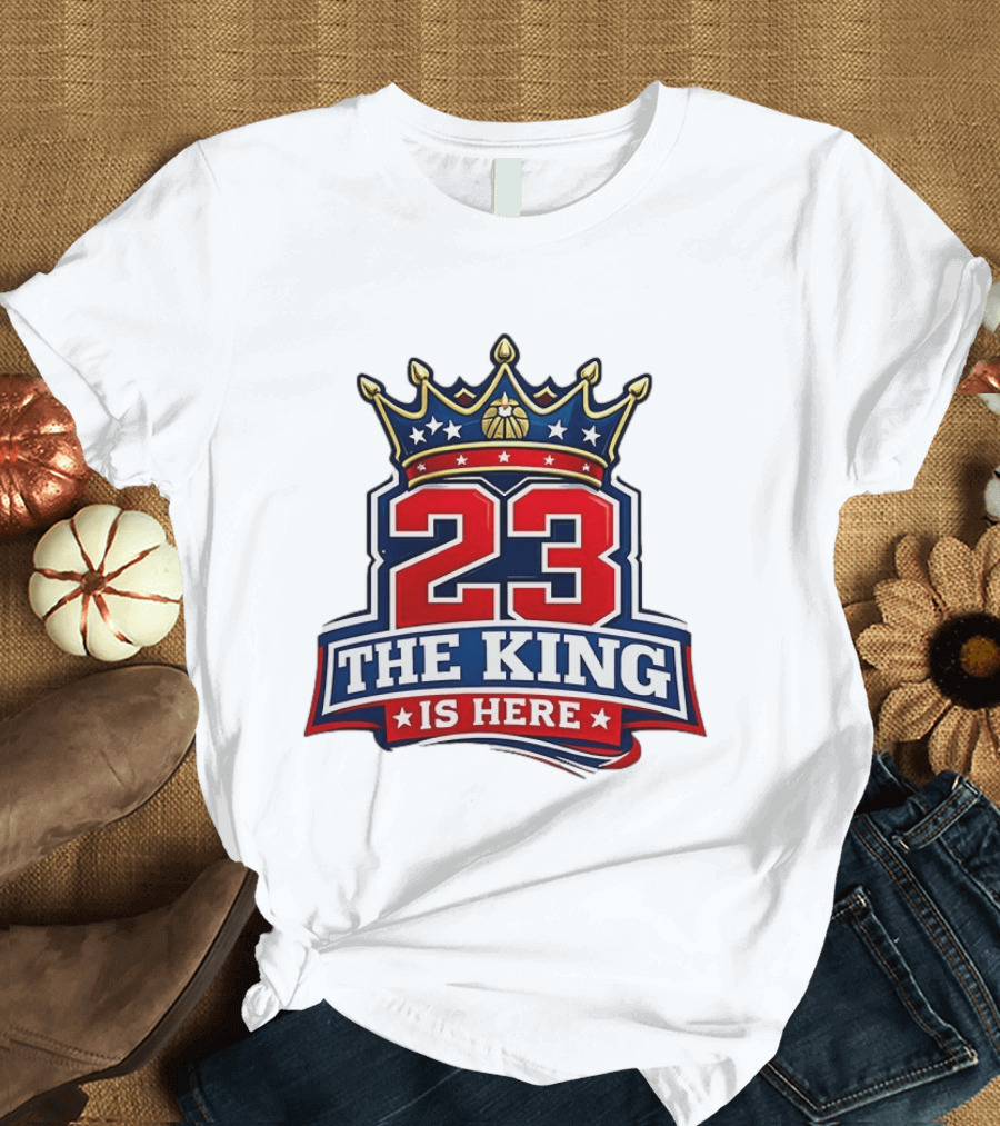 LeBron James 23 The King Is Here Crown Philadelphia 76ers NBA T-Shirt