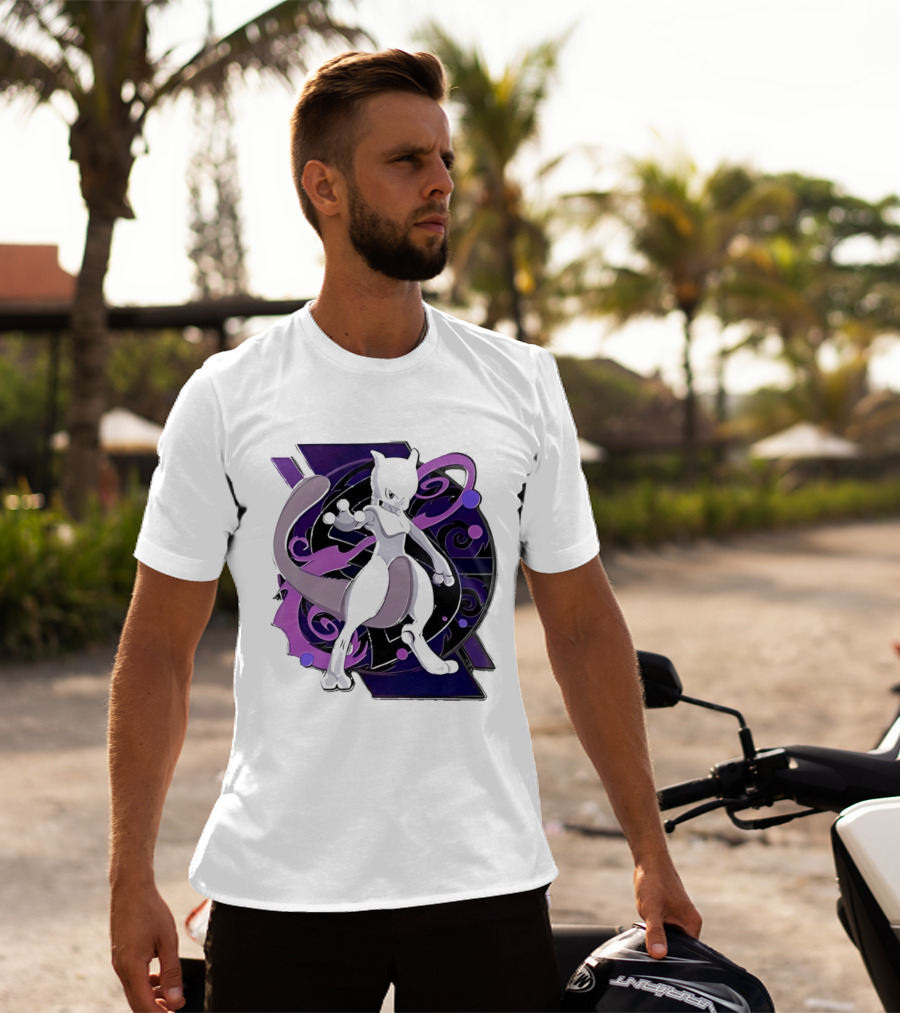 Pokemon Mewtwo Psychic Power Strike Dynamic Pose T-Shirt