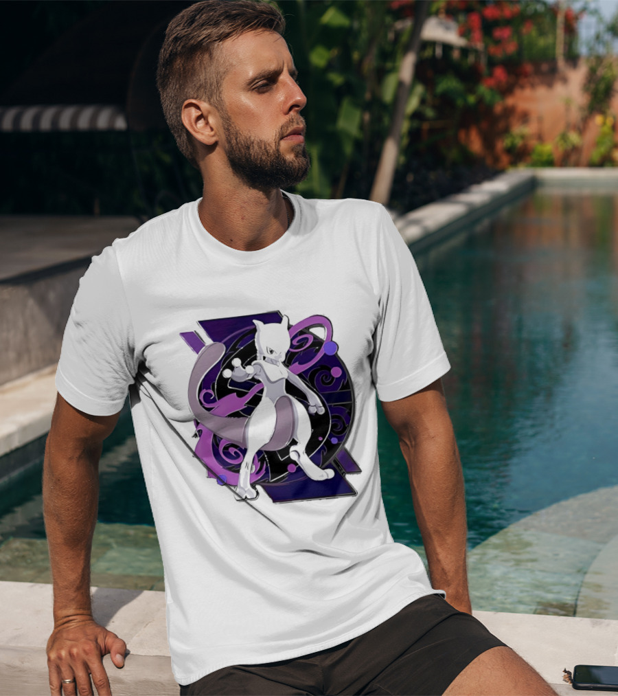 Pokemon Mewtwo Psychic Power Strike Dynamic Pose T-Shirt