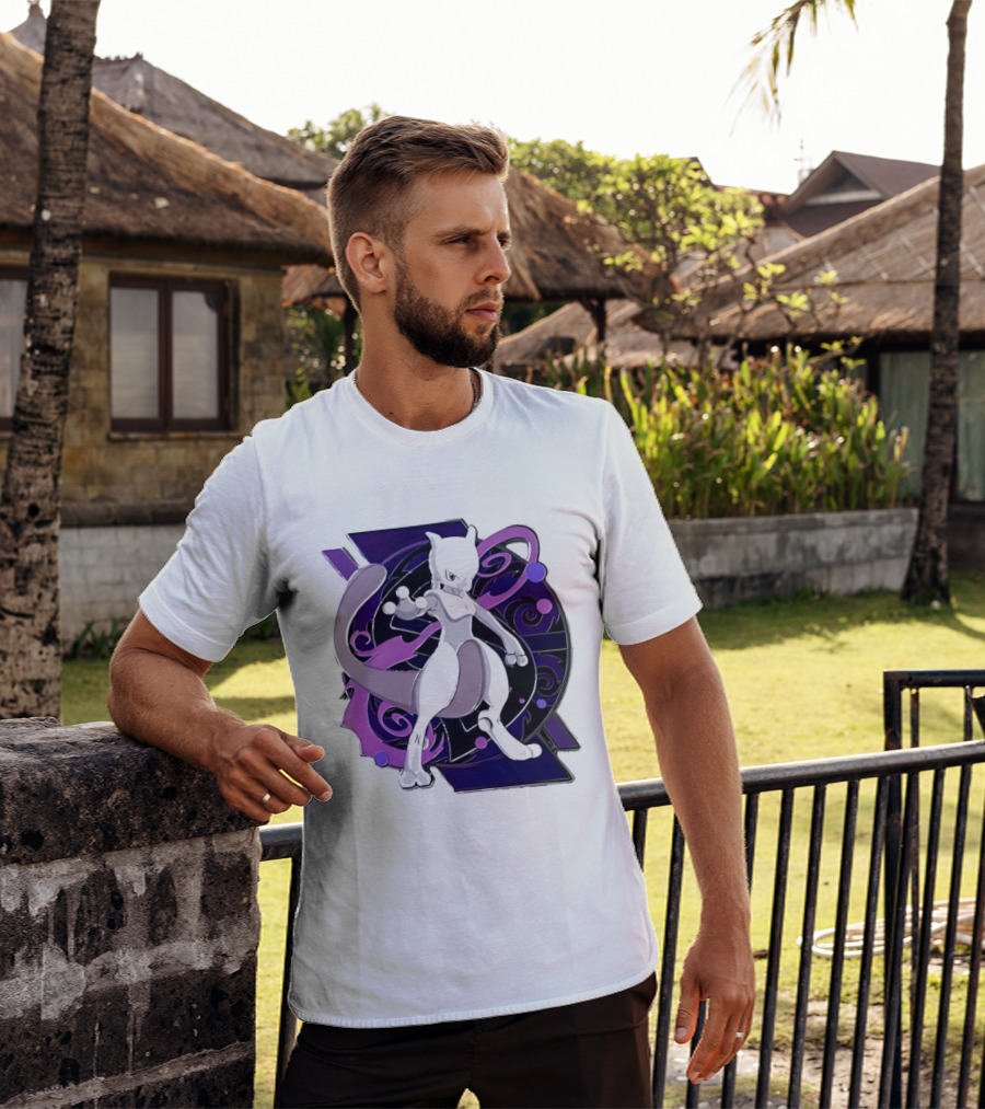 Pokemon Mewtwo Psychic Power Strike Dynamic Pose T-Shirt