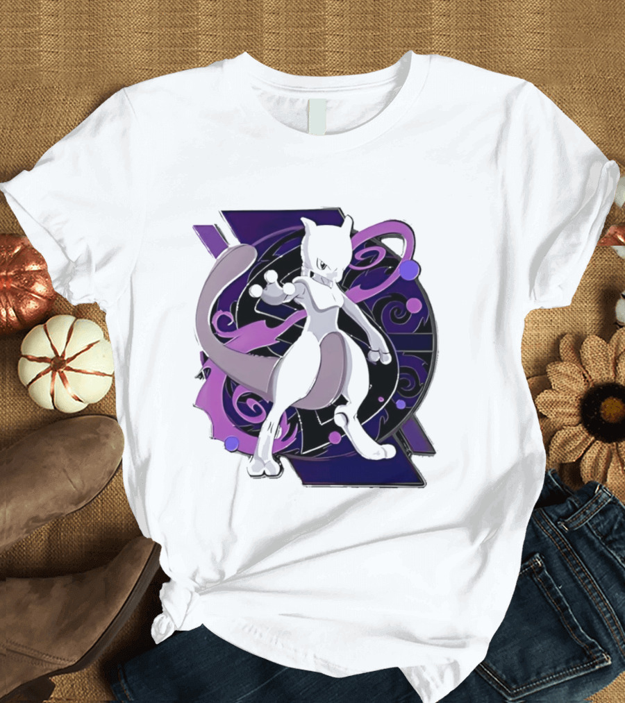 Pokemon Mewtwo Psychic Power Strike Dynamic Pose T-Shirt