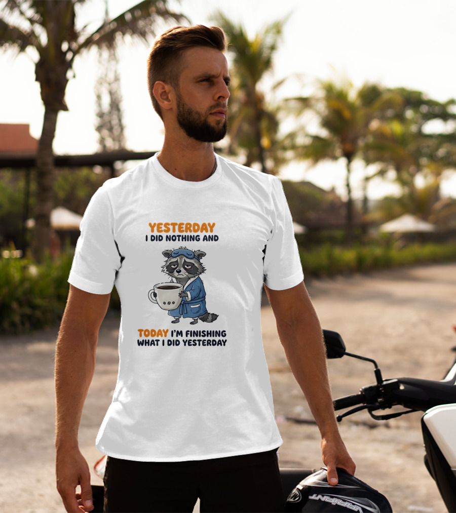 Yesterday I Did Nothing And Today Raccoon Finishing What I Did Yesterday T-Shirt