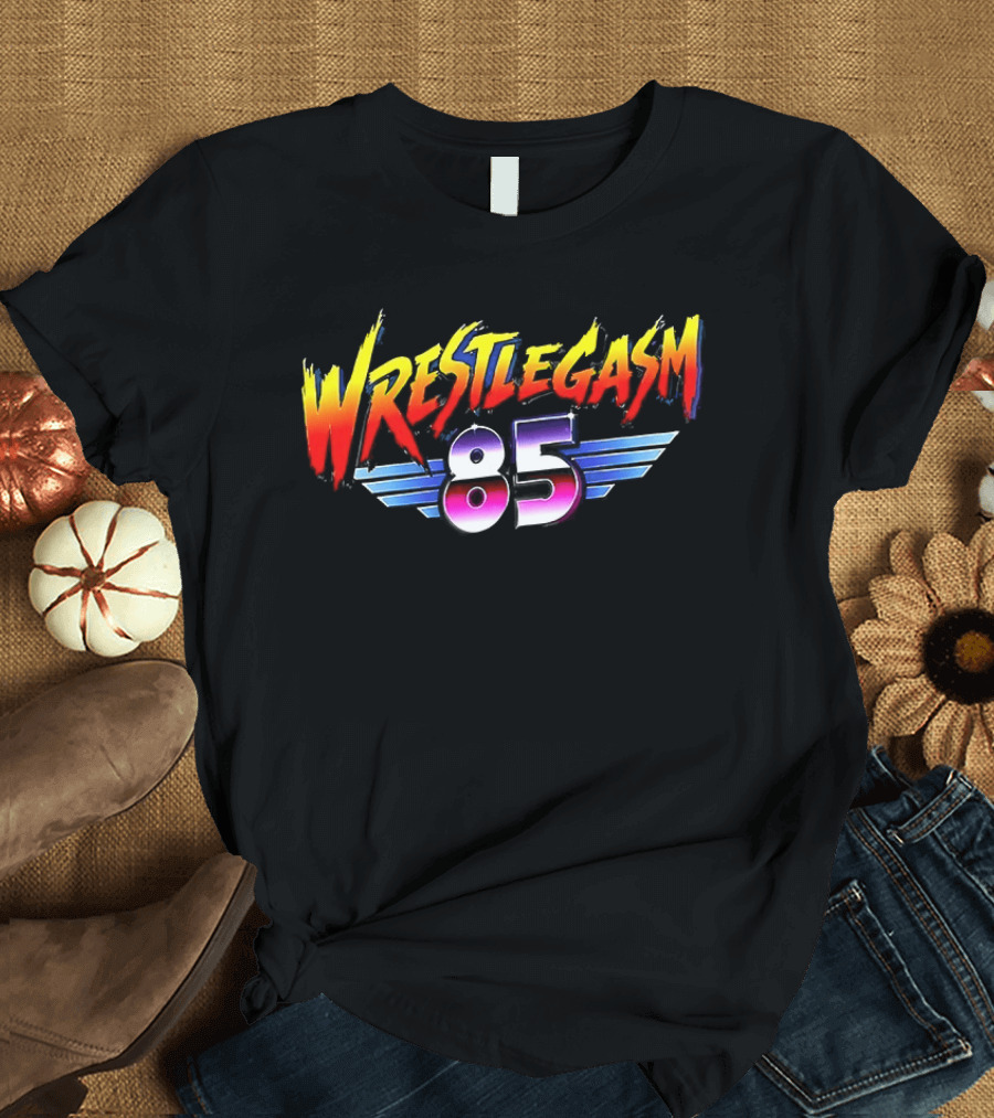 Barrett Pfeiffer Wrestlegasm 85 Retro Style Font Winged T-Shirt
