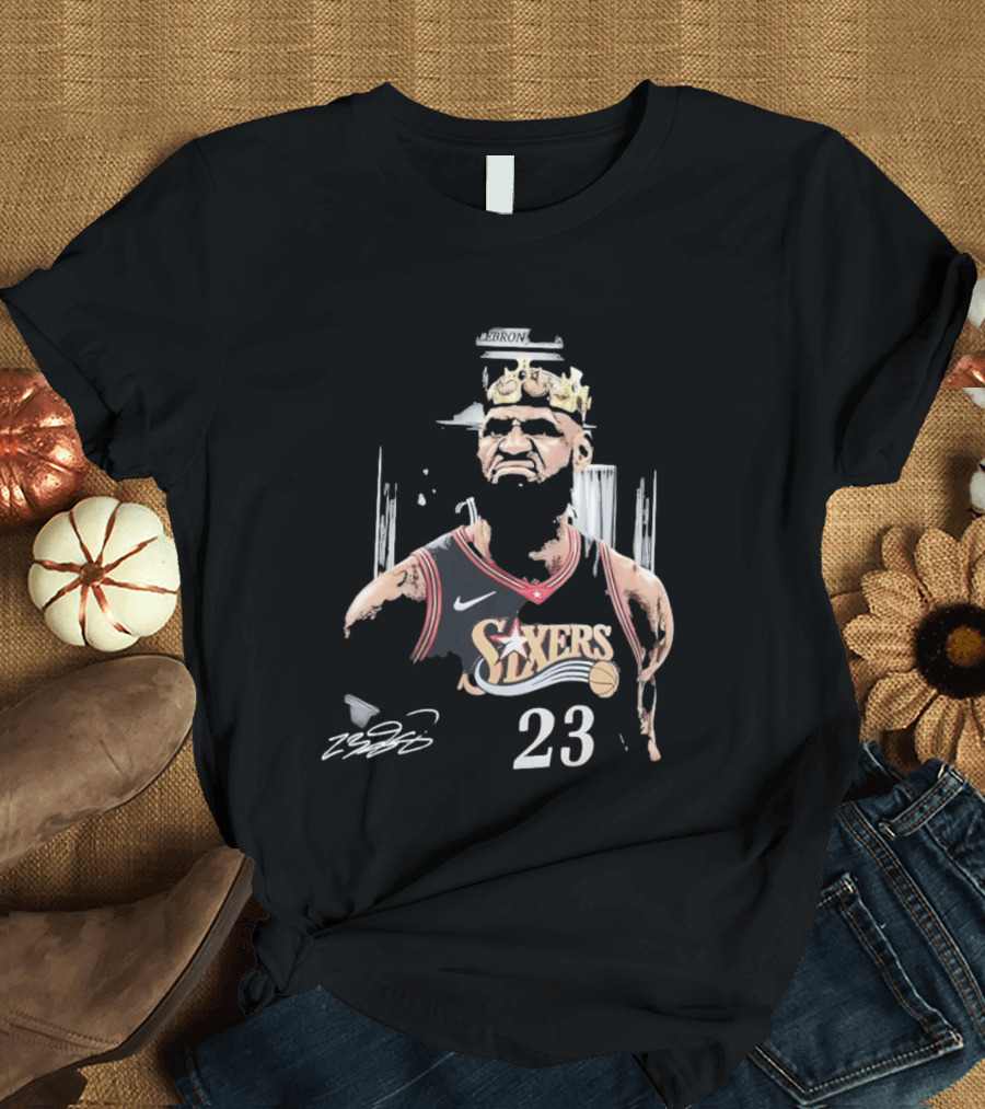 Philadelphia 76ers LeBron James Crown 23 Signature Basketball T-Shirt