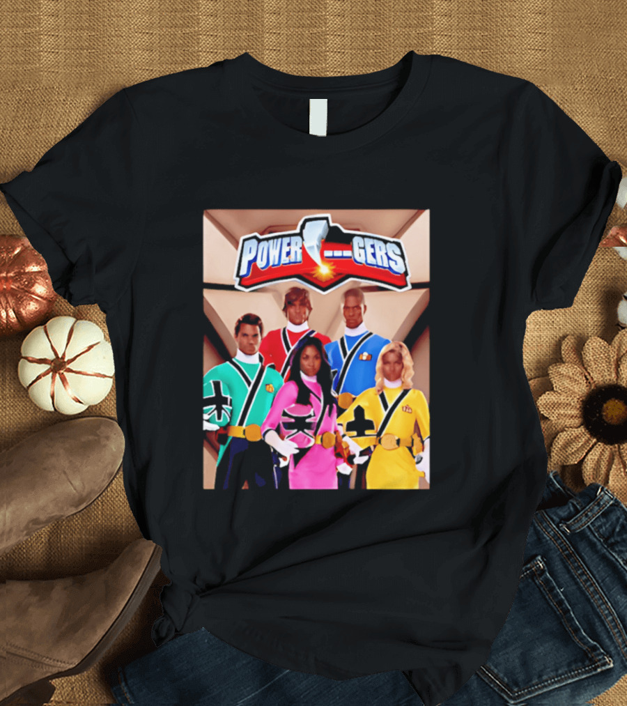 Power Rangers Samurai Team Red Green Pink Yellow Blue Characters T-Shirt