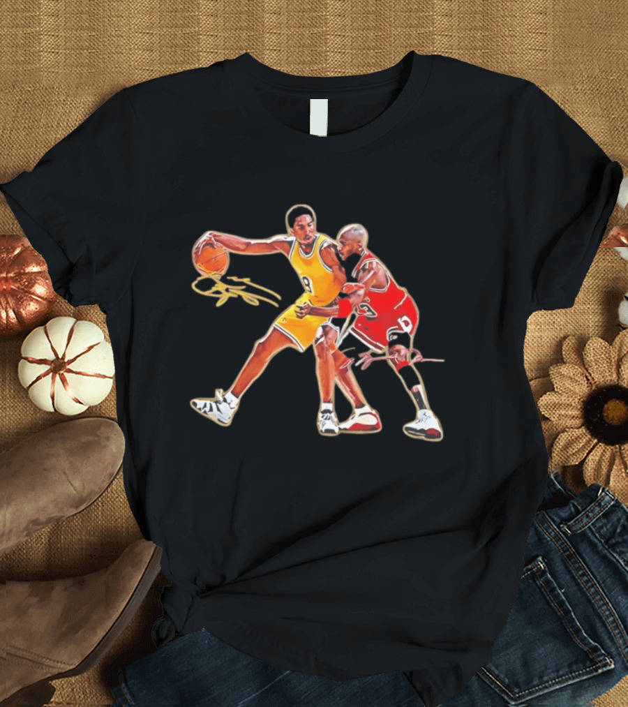 Kobe Bryant And Michael Jordan Iconic Basketball Showdown T-Shirt