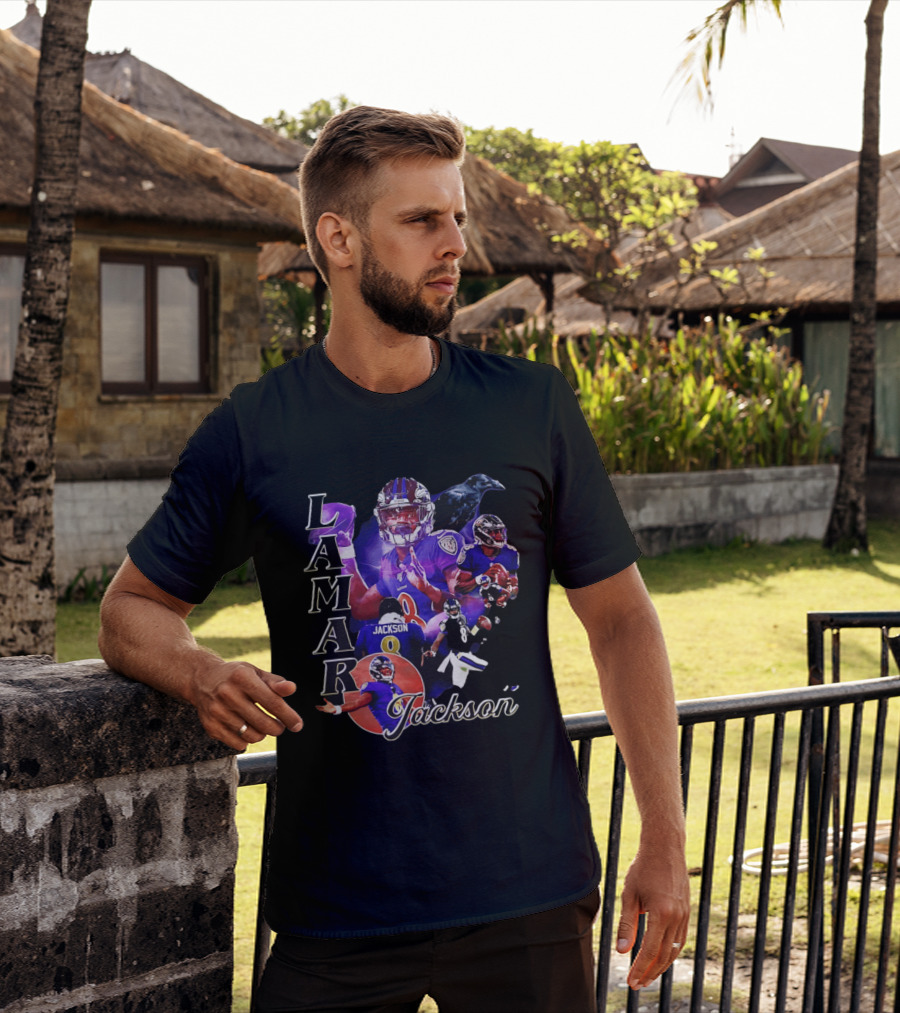Lamar Jackson Baltimore Ravens Football Collage T-Shirt