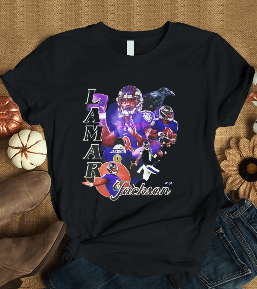 Lamar Jackson Baltimore Ravens Football Collage T-Shirt