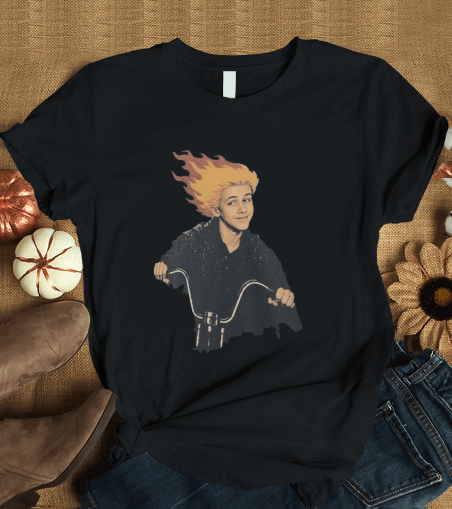 Ghost Rider Comic Style Motorcycle Flame Rider T-Shirt