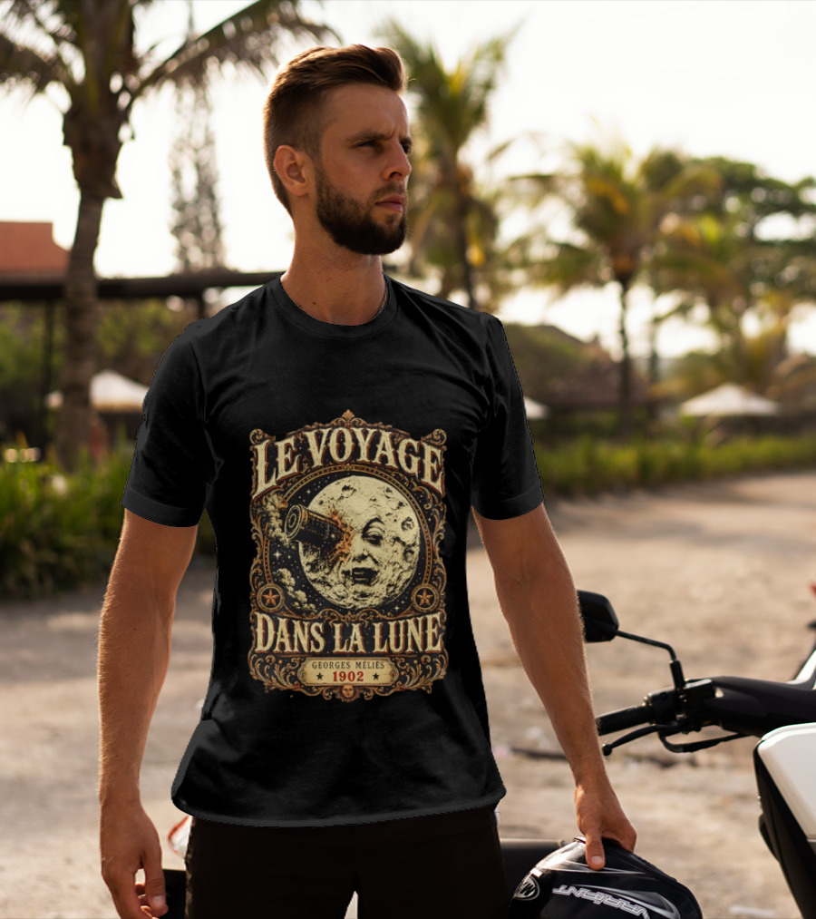 Le Voyage Dans La Lune Georges Méliès 1902 Vintage Space Adventure Moon Face T-Shirt