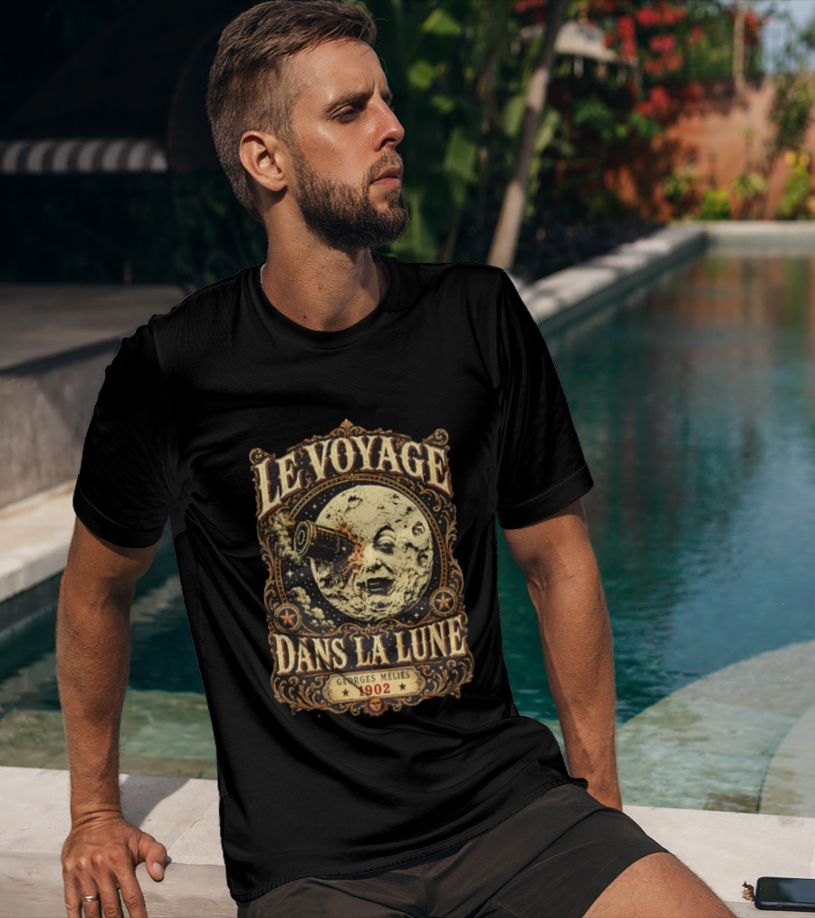 Le Voyage Dans La Lune Georges Méliès 1902 Vintage Space Adventure Moon Face T-Shirt
