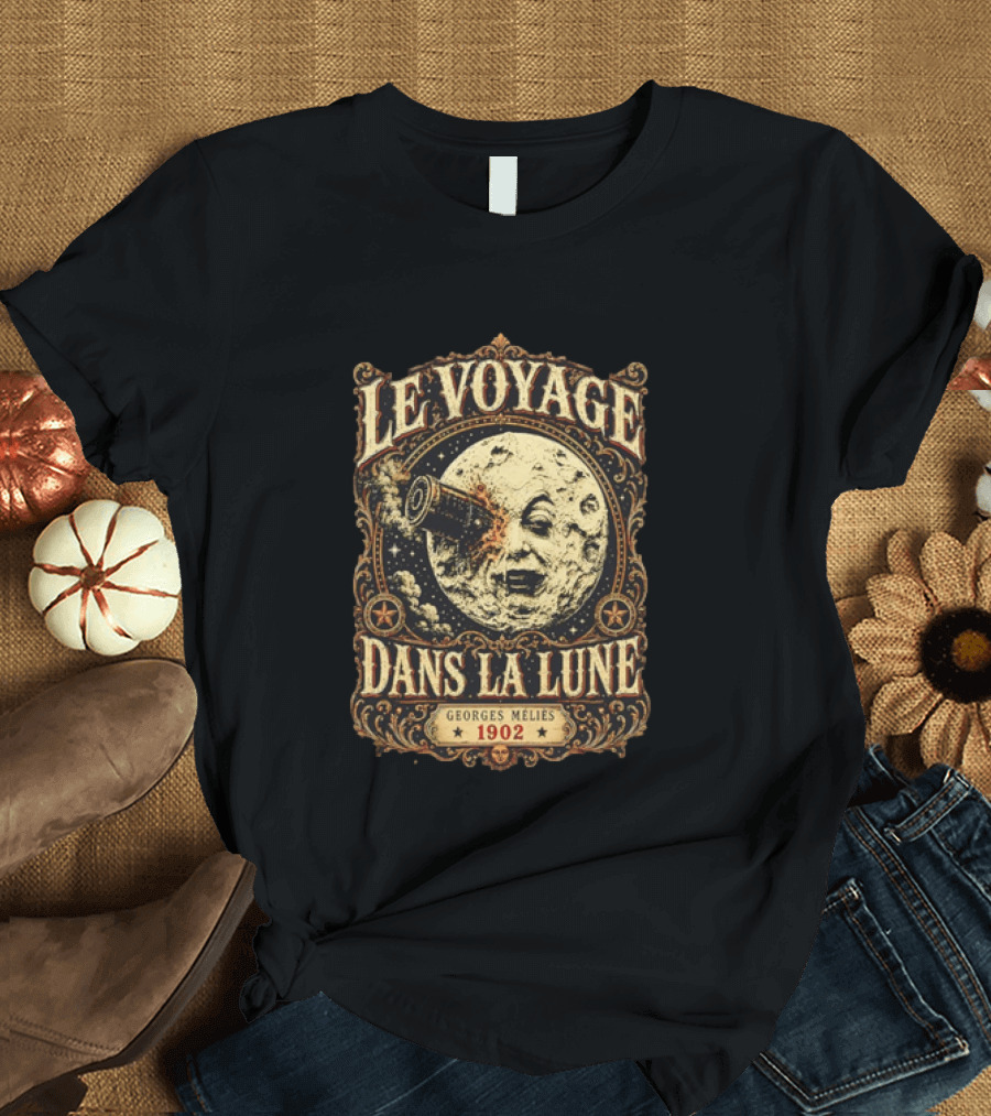Le Voyage Dans La Lune Georges Méliès 1902 Vintage Space Adventure Moon Face T-Shirt