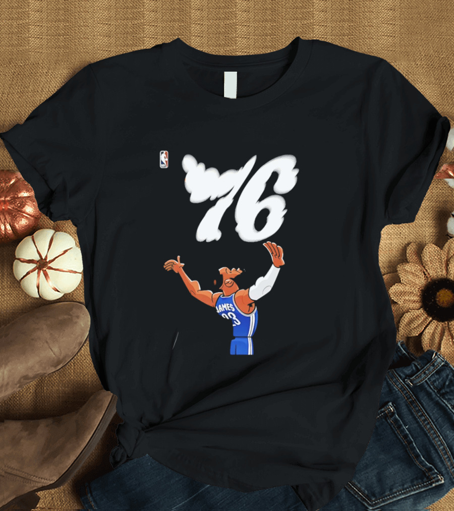 LeBron James 23 Cartoon 76 Philadelphia NBA Jersey Basketball T-Shirt