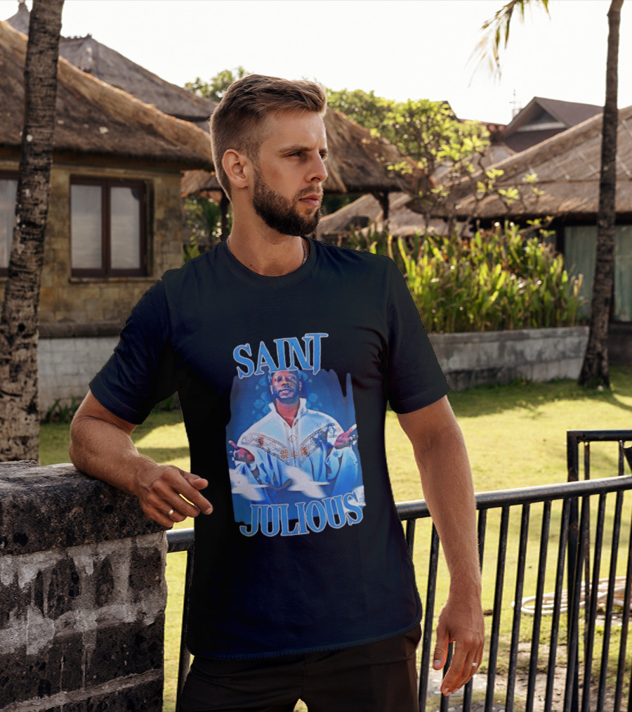 Saint Julios Majestic Icon In White Robe T-Shirt