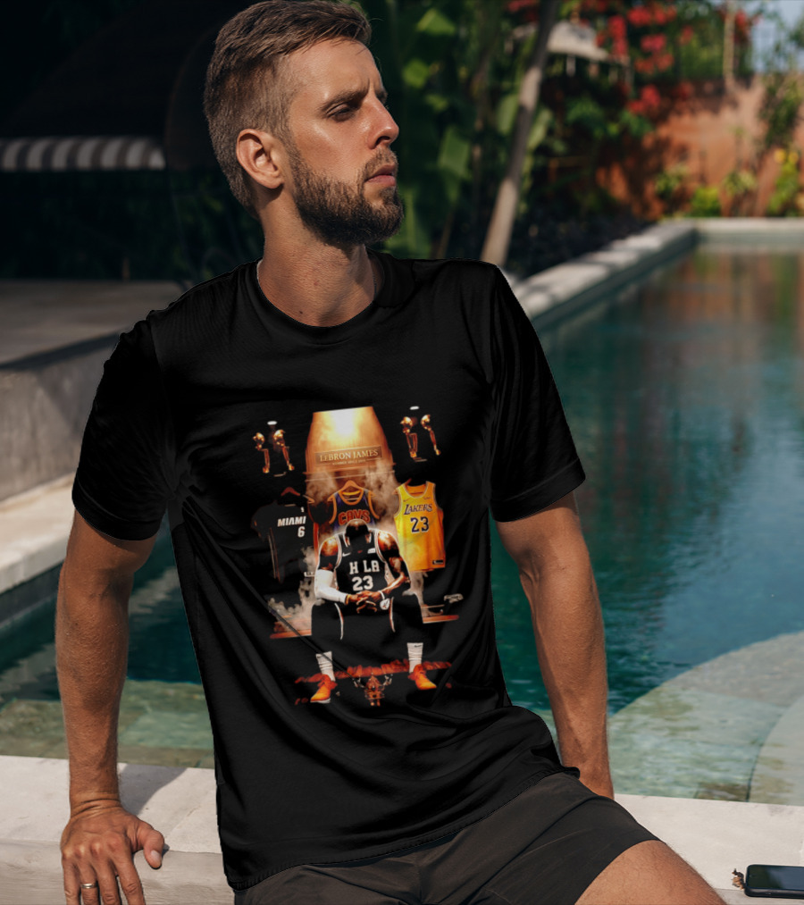 LeBron James Miami Cavaliers Lakers Number 23 MVP Champion Career Highlights T-Shirt