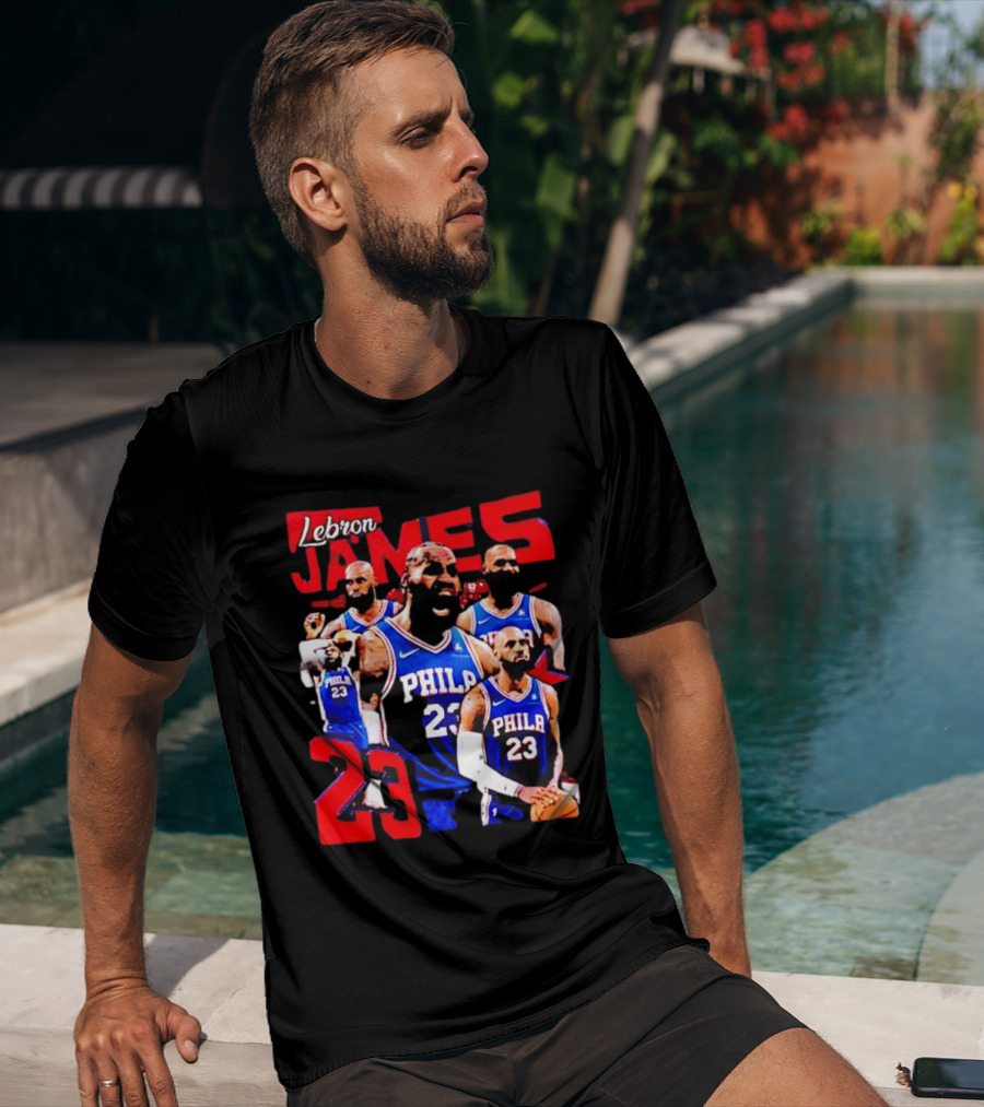 LeBron James No 23 Philadelphia 76ers Collage Legends T-Shirt