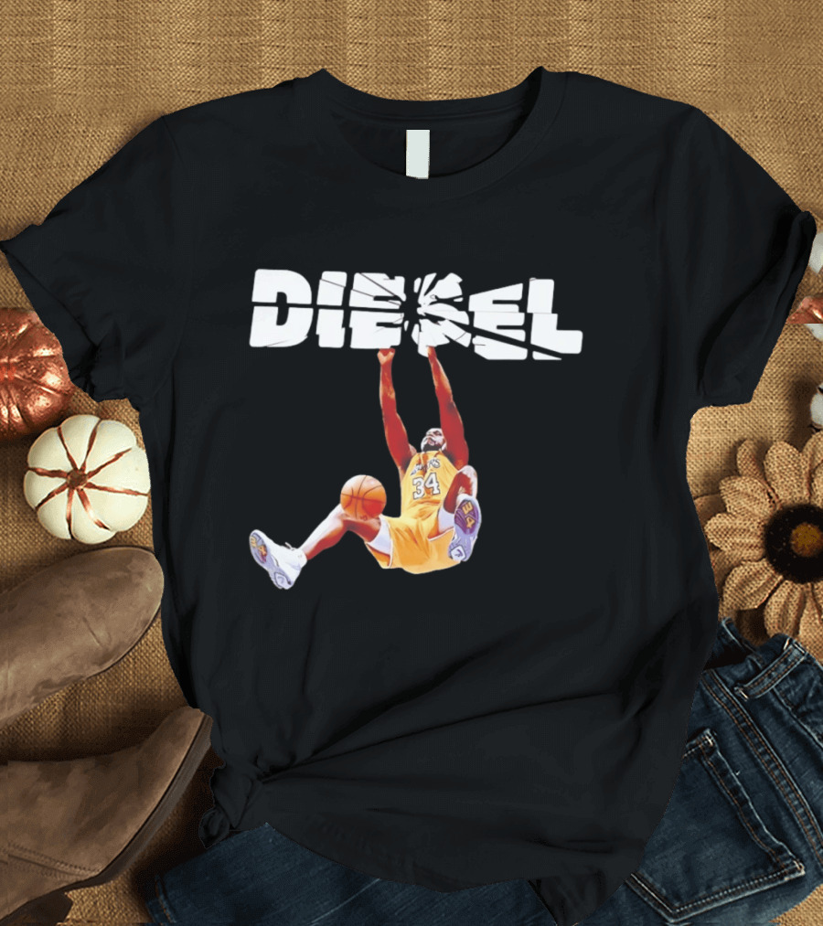Shaquille O'Neal Diesel Broken Glass Lakers 34 Dunk T-Shirt