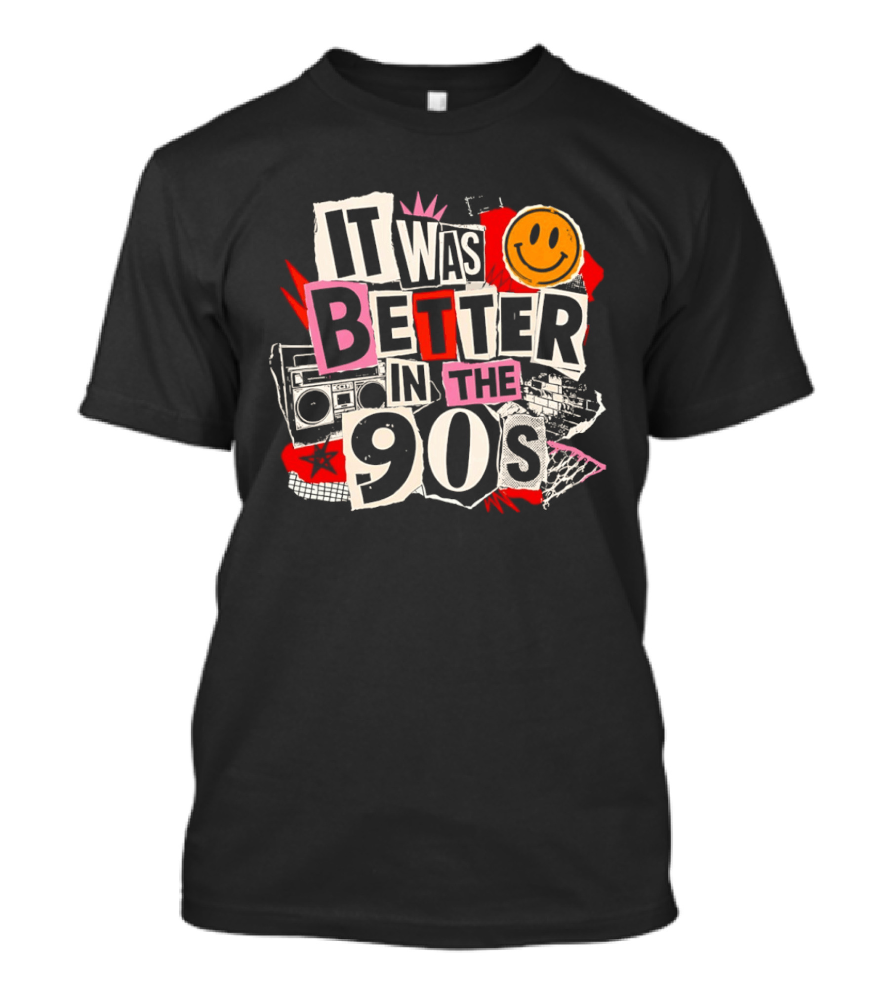 It Was Better In The 90s Boombox And Smiley Face Retro 90s Nostalgia T-Shirt