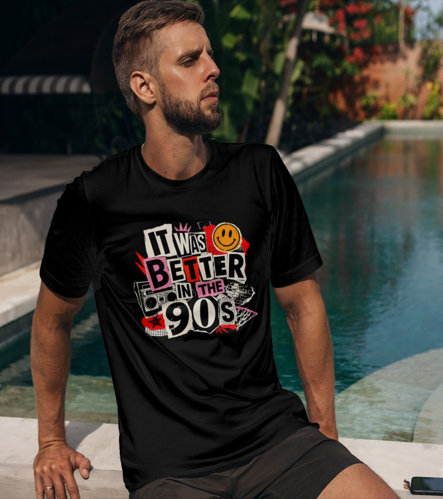 It Was Better In The 90s Boombox And Smiley Face Retro 90s Nostalgia T-Shirt