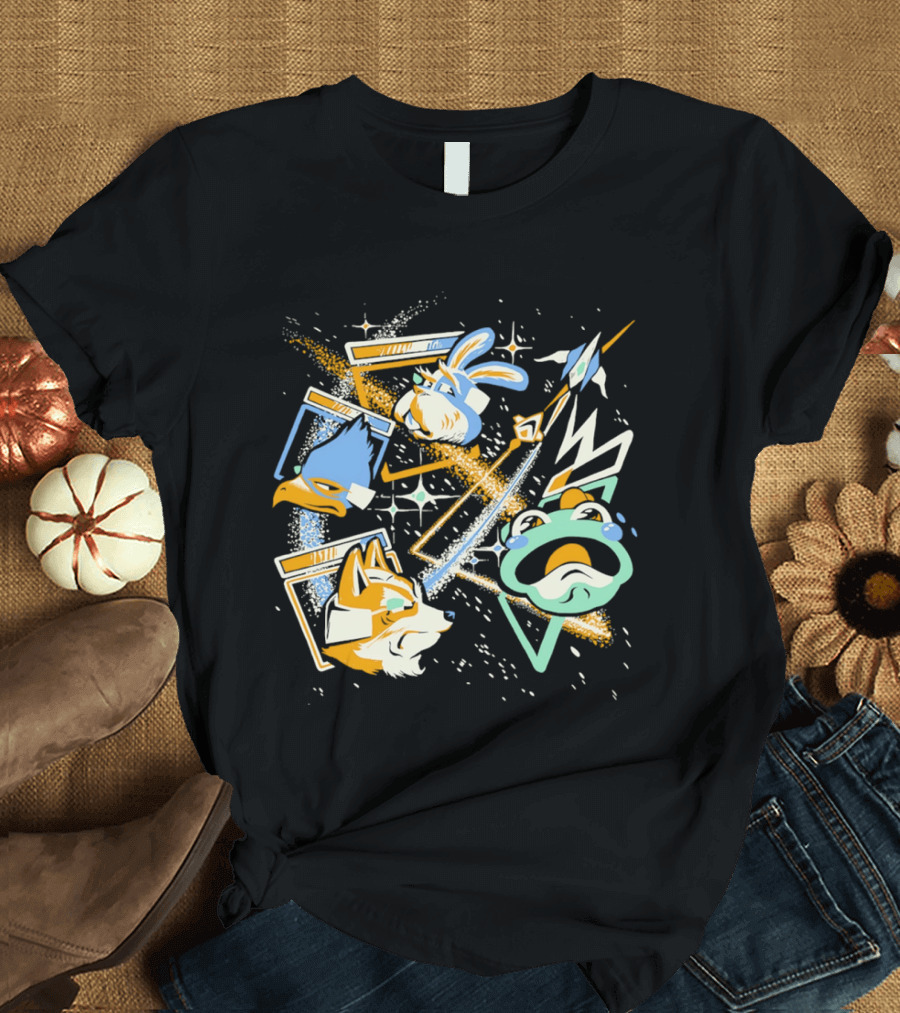 Star Fox Slippy Toad Peppy Hare Falco Lombardi Retro Game Characters T-Shirt