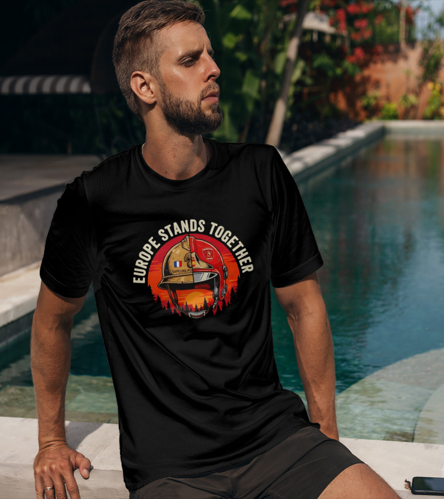 Europe Stands Together Sapeurs Pompiers Bomberos France Spain Firefighter Solidarity T-Shirt