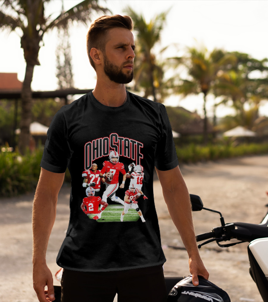 Ohio State Football Collage Featuring Harrison Jr And Star Players T-Shirt