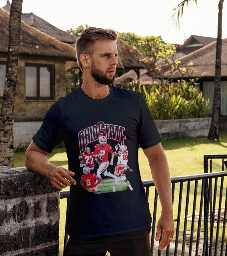Ohio State Football Collage Featuring Harrison Jr And Star Players T-Shirt