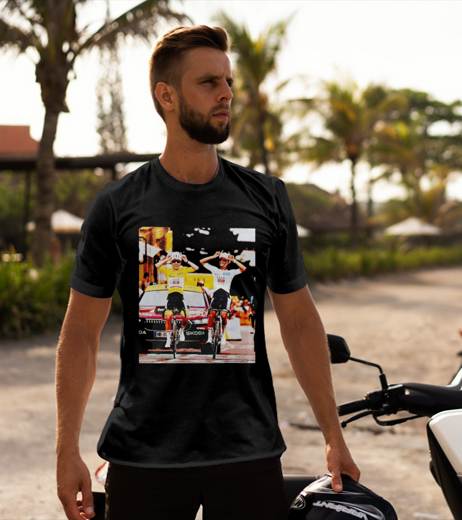 Tadej Pogačar Isaac Del Toro UAE Team Emirates Cycling Skoda Tour Celebratory Finish T-Shirt
