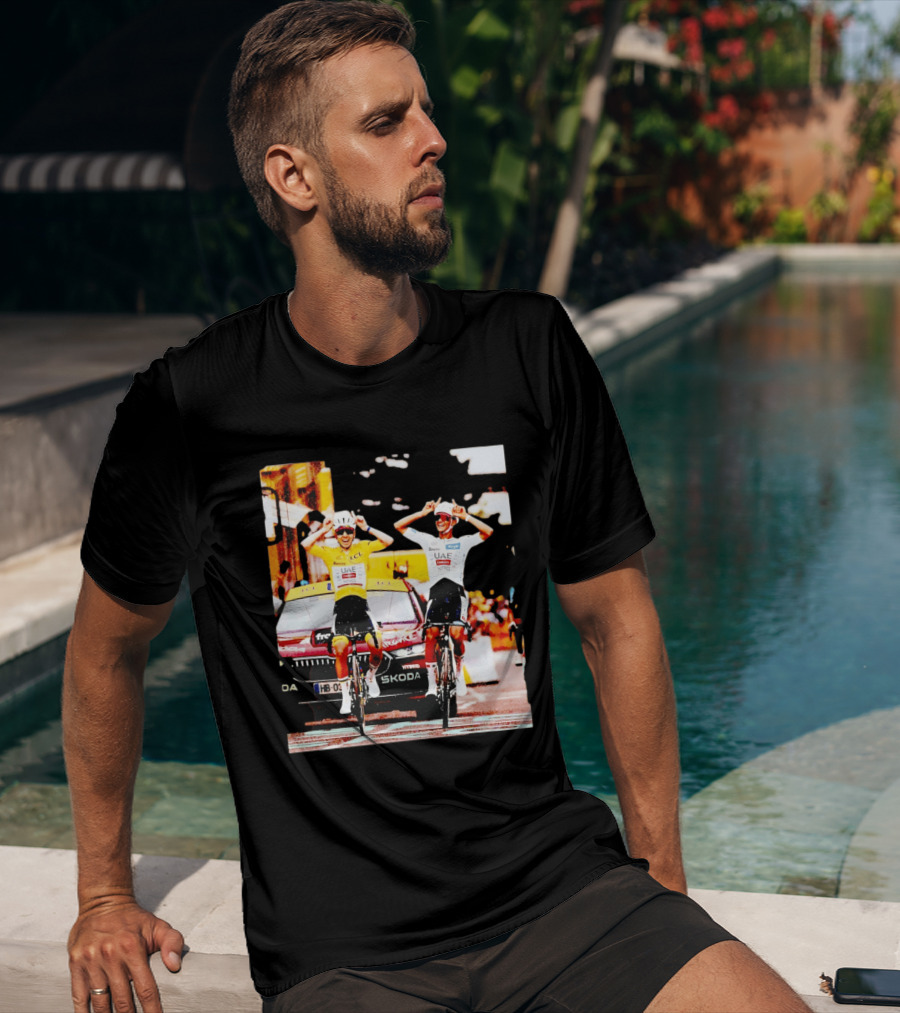 Tadej Pogačar Isaac Del Toro UAE Team Emirates Cycling Skoda Tour Celebratory Finish T-Shirt
