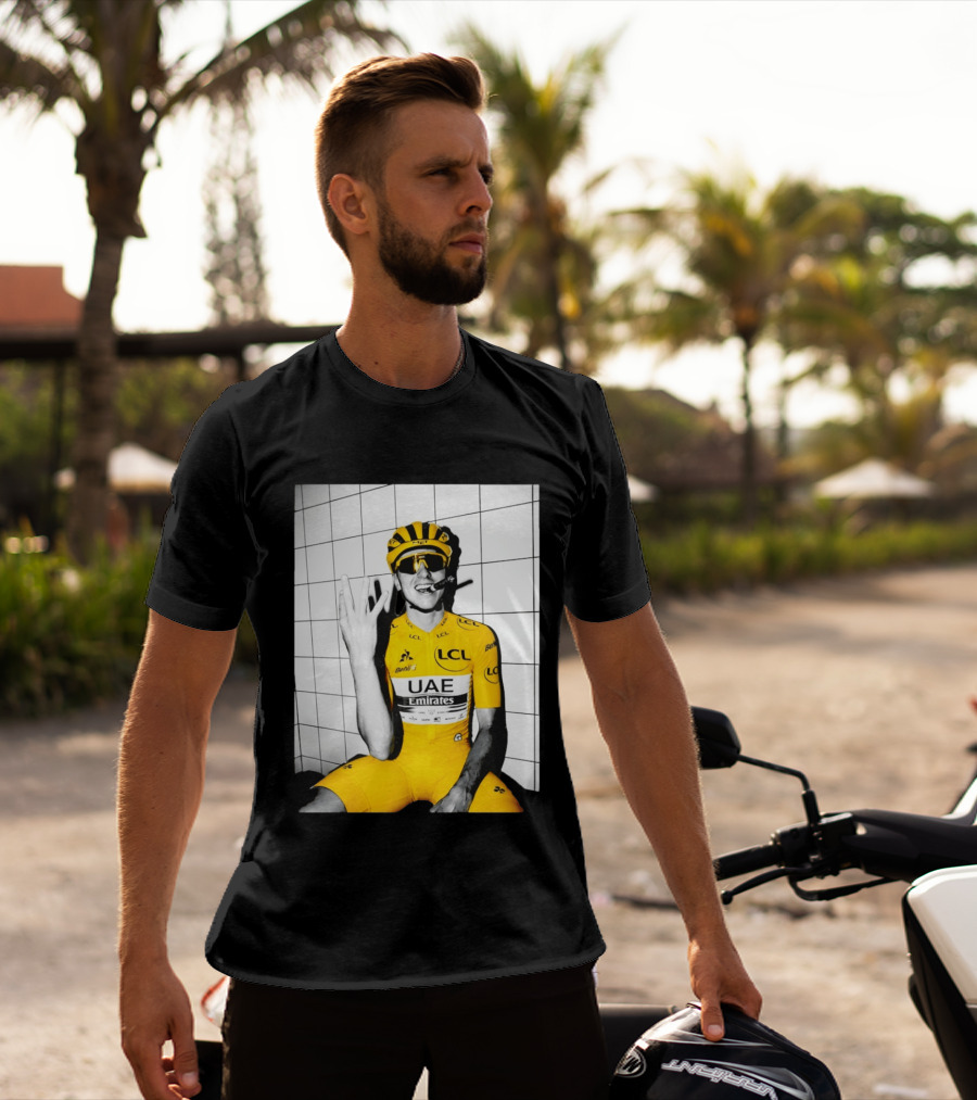 Tadej Pogačar UAE Emirates LCL Yellow Jersey Cycling Champion T-Shirt