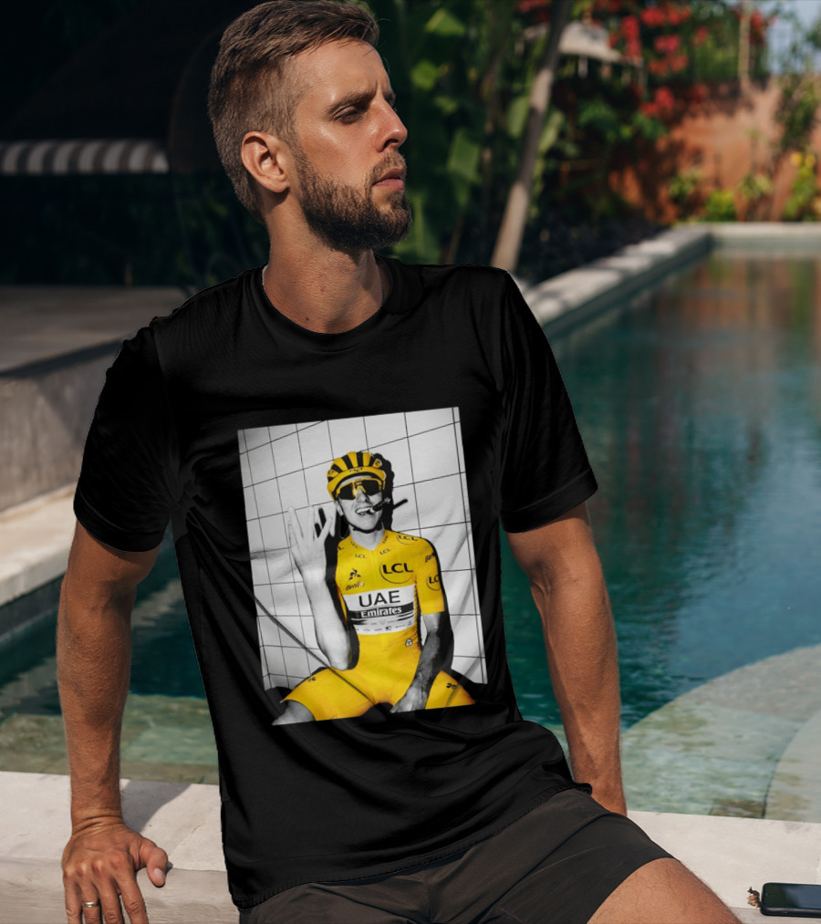 Tadej Pogačar UAE Emirates LCL Yellow Jersey Cycling Champion T-Shirt