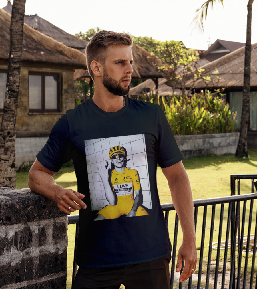 Tadej Pogačar UAE Emirates LCL Yellow Jersey Cycling Champion T-Shirt