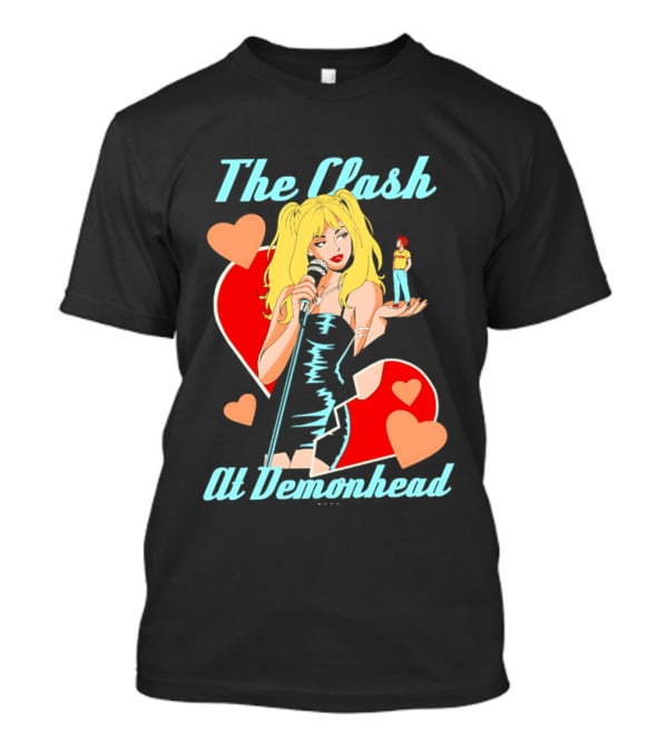 The Clash At Demonhead Heart And Singer With Microphone And Red Haired Figure T-Shirt