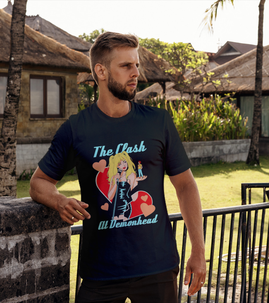 The Clash At Demonhead Heart And Singer With Microphone And Red Haired Figure T-Shirt