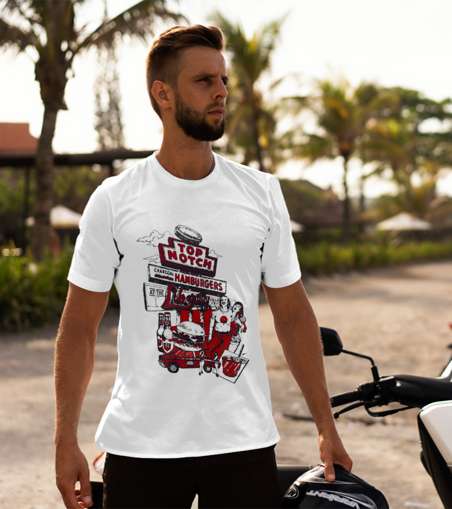 Top Notch Hamburgers Liberty Car Drink Charcoal Vibes T-Shirt