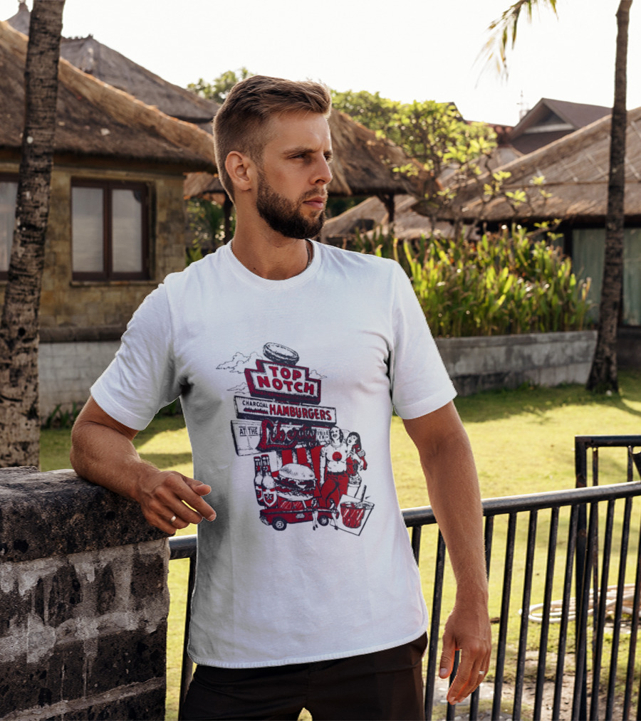 Top Notch Hamburgers Liberty Car Drink Charcoal Vibes T-Shirt