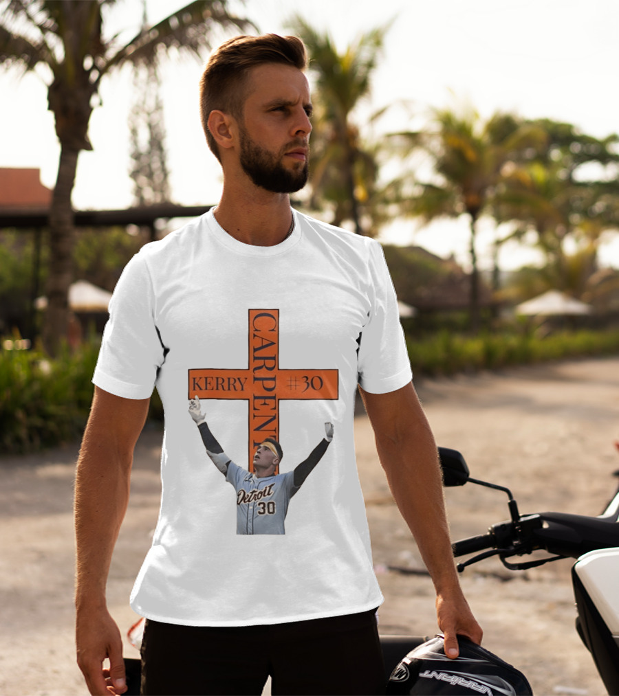 Kerry Carpenter Detroit Tigers #30 Praise The Lord Cross T-Shirt
