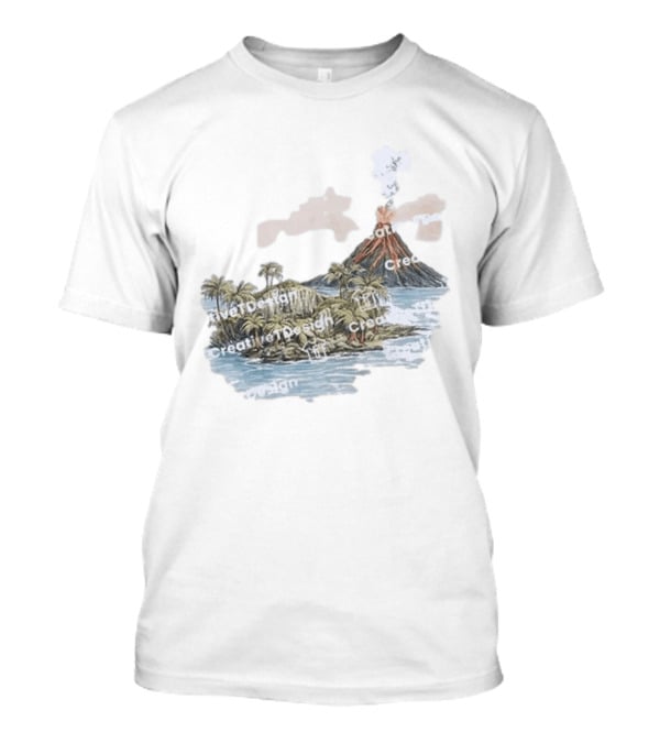 Lava Flow Volcano Tropical Island Creative T-Shirt