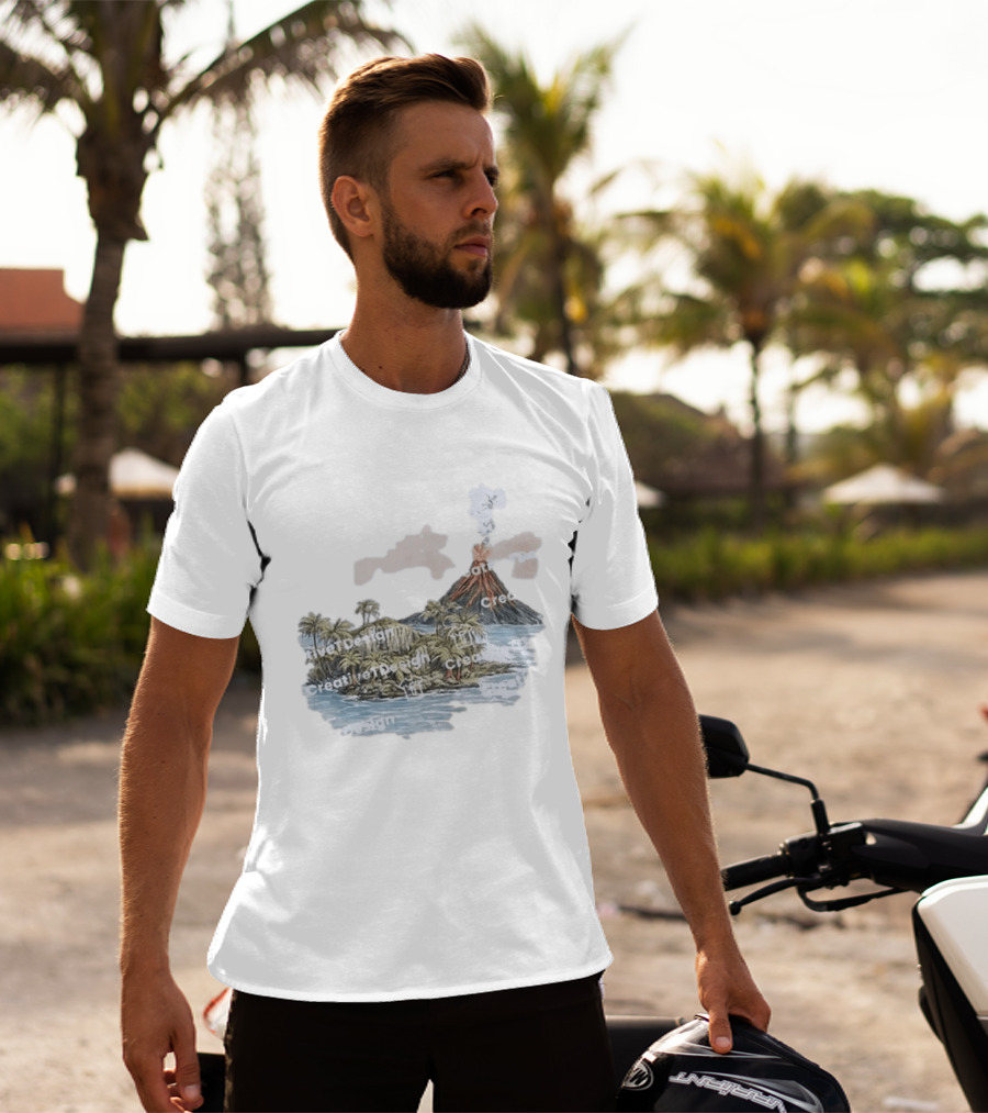 Lava Flow Volcano Tropical Island Creative T-Shirt