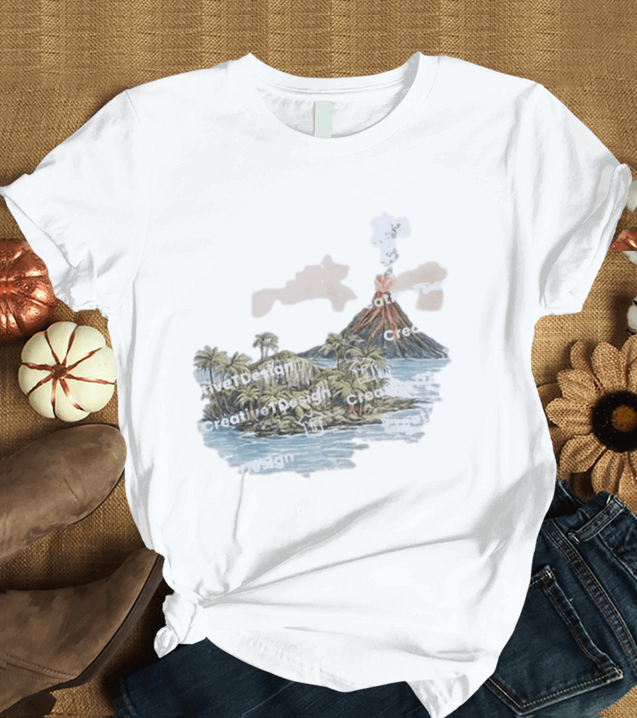 Lava Flow Volcano Tropical Island Creative T-Shirt