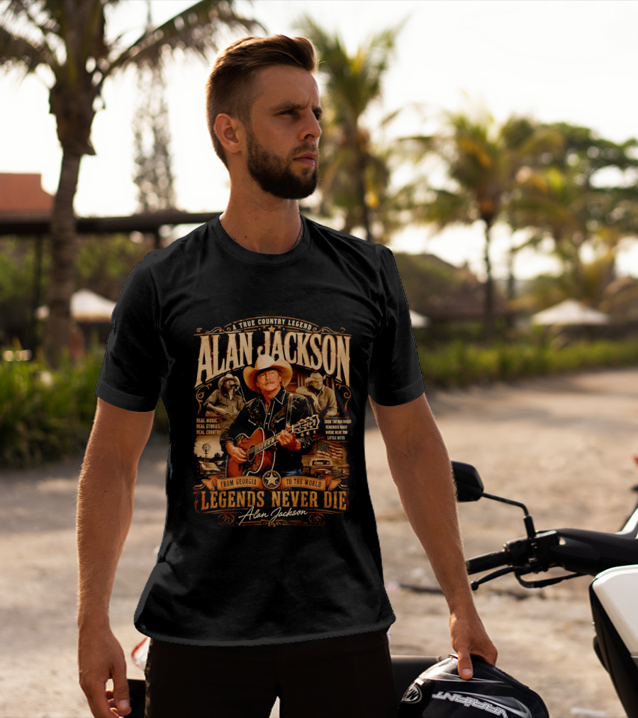 A True Country Legend Alan Jackson Real Music Real Stories Legends Never Die From Georgia To The World T-Shirt