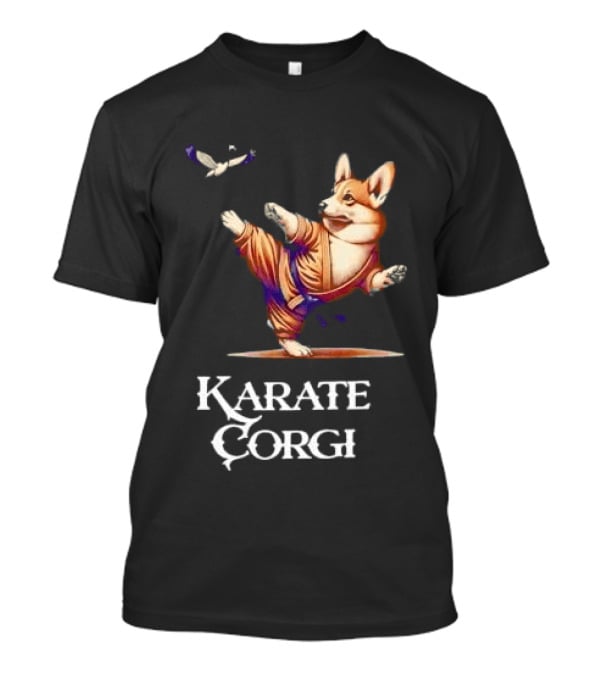 Karate Corgi Flying Crane Martial Arts Animal T-Shirt