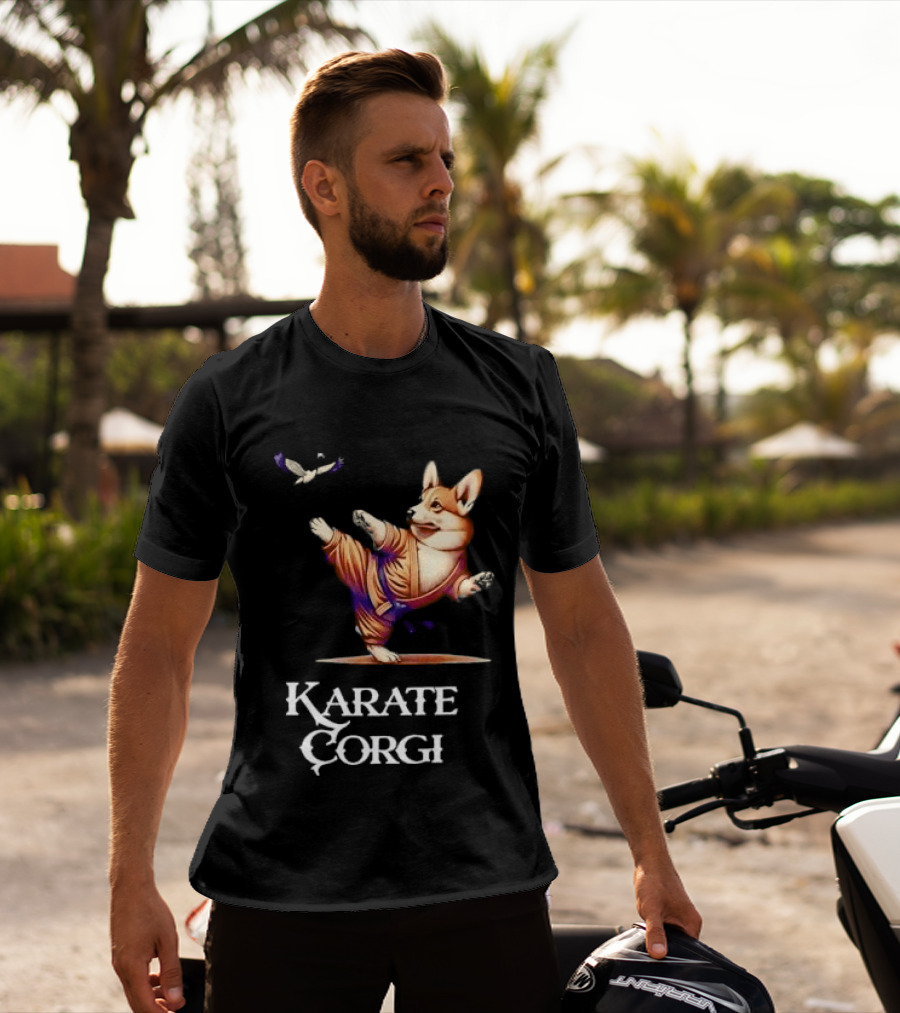 Karate Corgi Flying Crane Martial Arts Animal T-Shirt