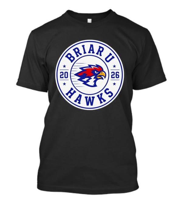 Briar U Hawks 2026 Circle Emblem Red Blue Hawk T-Shirt