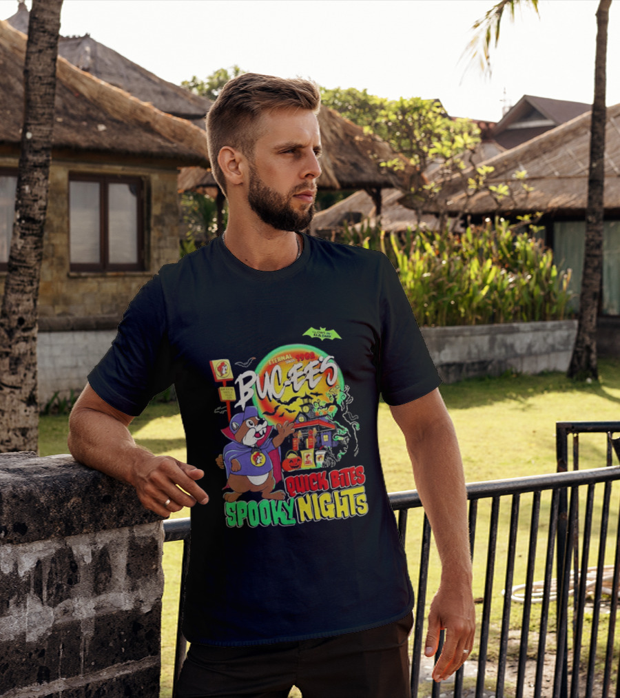 Buc Ee's Eternal Since 1982 Quick Bites Spooky Nights Halloween Glow In The Dark T-Shirt