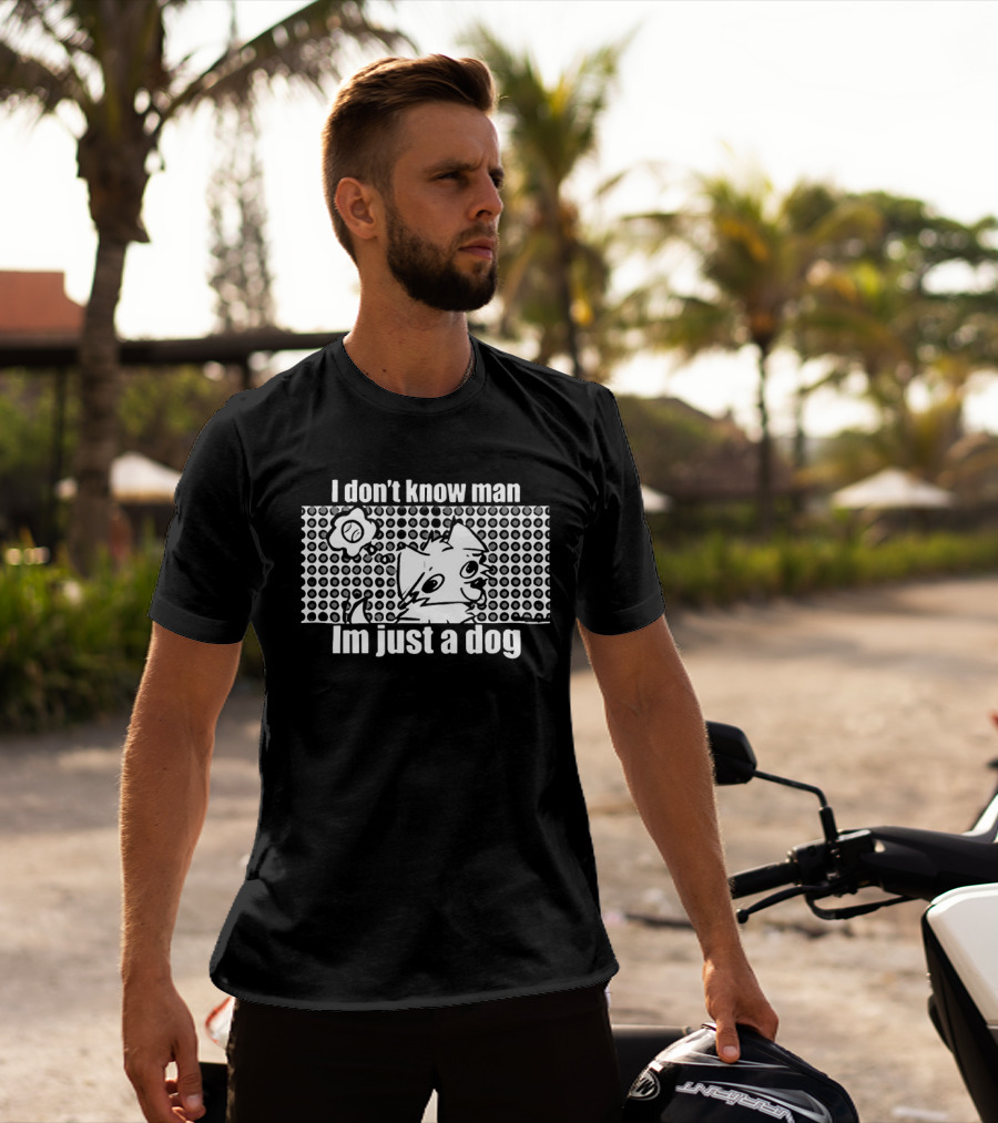 I Don't Know Man I'm Just A Dog Polka Dot Cartoon Face Flower T-Shirt
