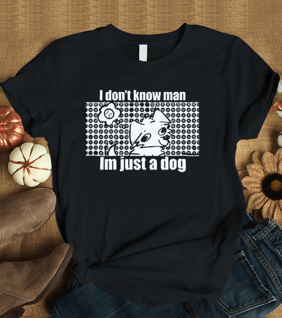 I Don't Know Man I'm Just A Dog Polka Dot Cartoon Face Flower T-Shirt