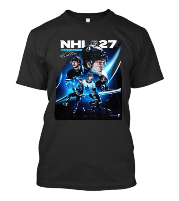 NHL 27 Deluxe Edition Macklin Celebrini Autographed Cover T-Shirt