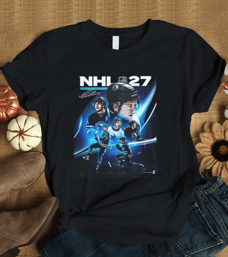 NHL 27 Deluxe Edition Macklin Celebrini Autographed Cover T-Shirt